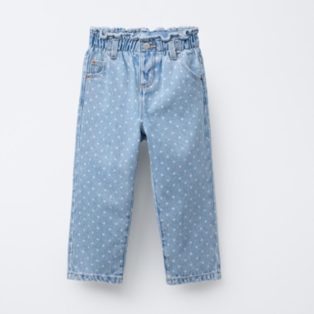 Zara Kids Polka Dot Denim Paper bag Trousers